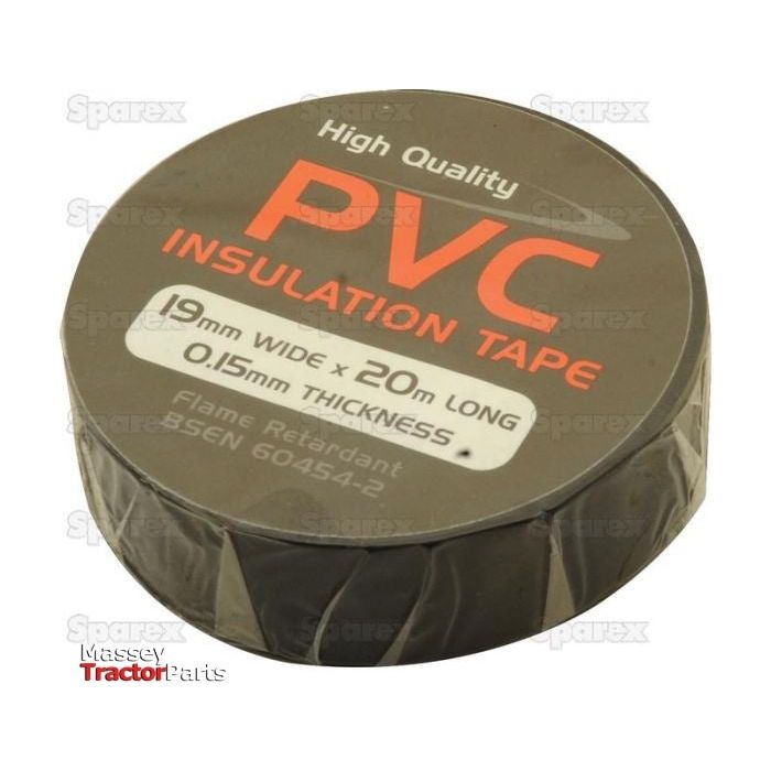 The Sparex Insulation Tape (Sparex Part No. S.4505) is a high-quality black PVC tape measuring 19mm wide and 20m long, with a thickness of 0.15mm. The label indicates it is flame retardant and conforms to BSEN 60454-2 standards.