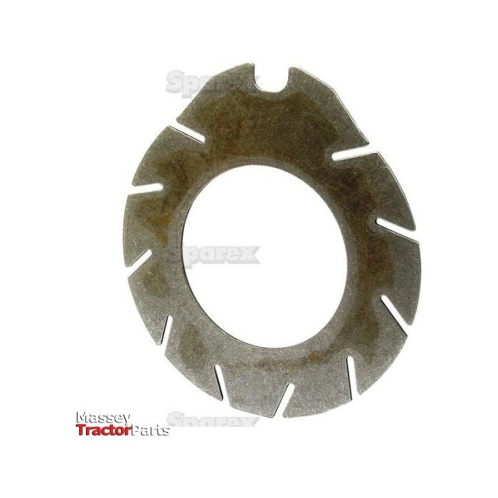 The Intermediate Brake Disc, with an outer diameter of 227mm (S.40838), is a circular metal component featuring a central hole and multiple radial notches around its circumference. The text "Massey Tractor Parts" is visible in the bottom left corner, indicating compatibility with Sparex and Case IH models.