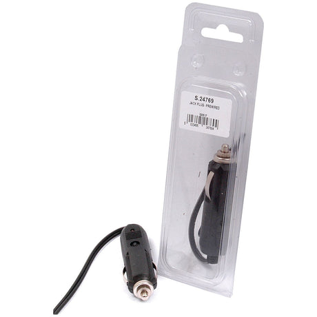 A black Jack Plug Prewired (Sparex Part No.S.24769) by Sparex, partially removed from its transparent Agripak packaging, displayed on a white background.