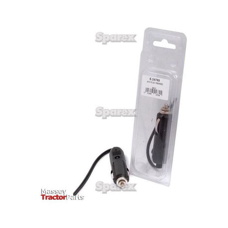 A packaged Sparex Jack Plug Prewired item with a noticeable black cable and connector, featuring a prewired jack plug, and a label that reads "S.24769." The clear plastic packaging is branded Agripak.