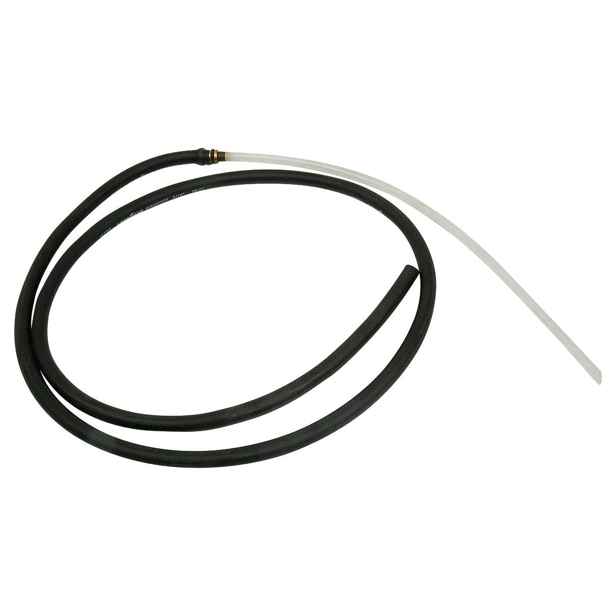 A Knapsack Dip Tube with Hose (Sparex Part No.S.52428) by Sparex features a coiled black rubber hose with a white thin plastic tube attached at one end, perfect for your Sparex needs.