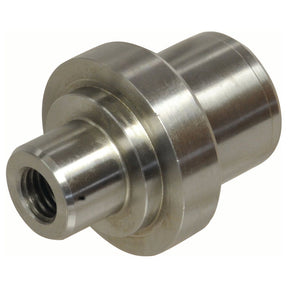 Sparex's King Pin - S.42643 features a metal cylindrical design with a threaded hole, polished surface, and two distinct cylindrical sections of varying diameters connected by a central wider portion. Engineered to metric standards for precision fitting.