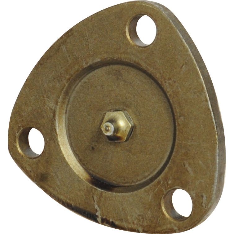 The Sparex S.65084 King Pin is a triangular metal bracket featuring a central circular component and three evenly spaced mounting holes, designed for Case IH / International Harvester applications.