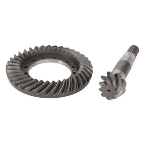 The Massey Ferguson - Kit Bevel Gear - 3764298M91 by AGCO includes a spiral bevel gear set with a ring gear on the left and a pinion gear on the right, designed for use in mechanical applications to transmit power between intersecting axes. This kit guarantees reliable performance and precision.