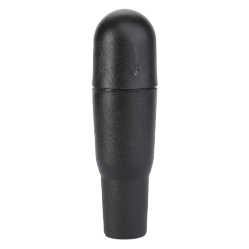 A black, cylindrical plastic object with a rounded top and a slightly textured surface, reminiscent of the durable design found in AGCO's Massey Ferguson - Knob Hand Lever - 3595259M1 from the 300 Series tractors.