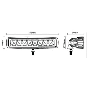 LED Flat Work Light Bar, 165mm, 2800 Lumens Raw, 10-30V
 - S.155601 - Farming Parts