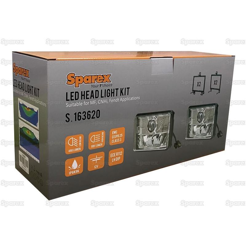 LED Head Light Kit, Interference: Class 3, RH & LH (LH Dip), 1320 Lumens Raw, 10-30V - S.163620 - Farming Parts