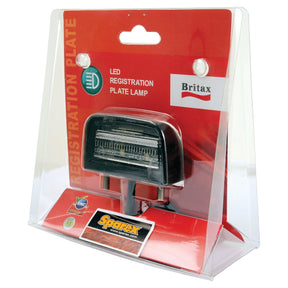 A packaged Sparex LED Number Plate Light, 12-24V (S.26604), in a clear plastic case with a red background and labeling.
