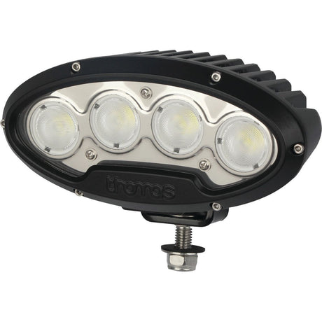 The Sparex LED Work Light (Cree High Power), model S.130024, with an oval shape, boasts four high-power bulbs, a black housing, and a mounting bracket. Emitting 7000 lumens raw and supporting a voltage range of 10-60V, this Class 3 interference-rated work light is ideal for various rugged applications.
