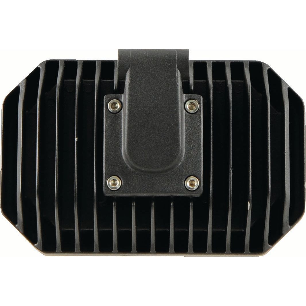 Black, rectangular LED work light, with vertical fins and a mounting bracket featuring four screws, John Deere compatible by Sparex (Product: S.151847), emitting 2800 lumens with a voltage range of 10-30V and Class 3 interference.