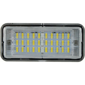 The John Deere LED Work Light by Sparex features multiple yellow diodes arranged in rows within a transparent casing. It offers 3500 lumens of raw brightness and meets IP69K standards for durability and water resistance.