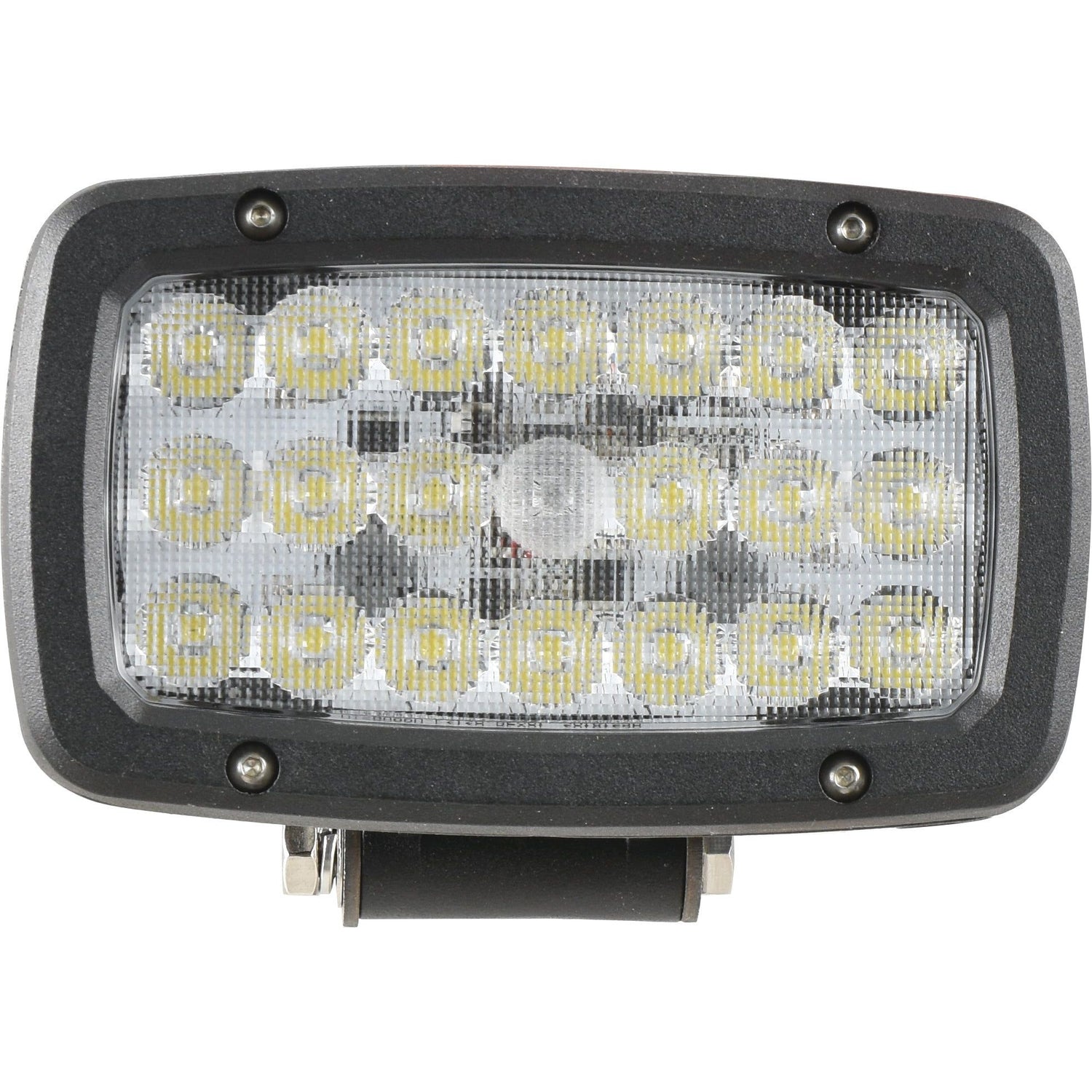 The Sparex LED Work Light (Class 3, 6600 Lumens Raw, 10-30V - S.151854) is a rectangular light with a black frame, featuring an array of 16 small circular bulbs arranged in a flood beam grid pattern. It is mounted on a flat surface and boasts an IP6K9K rating.
