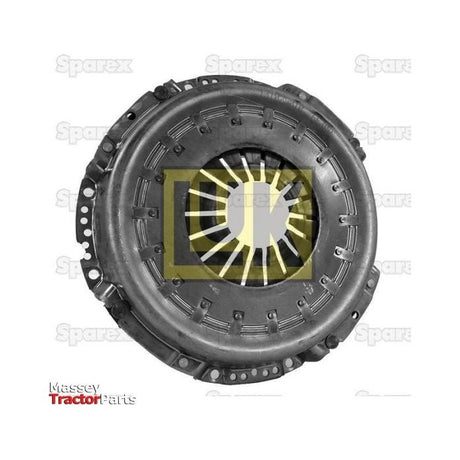 A circular, pressed steel tractor clutch plate with a central opening and radiating clutch fingers. The words "Massey Tractor Parts" and "Sparex" are printed on the image, showcasing the high-quality design of the Clutch Cover Assembly - S.145255, featuring a 310mm cover.