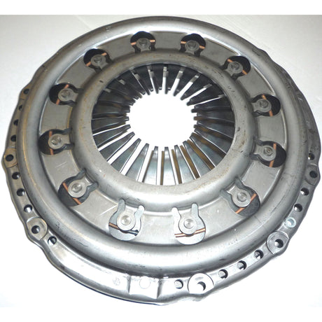 The Clutch Cover Assembly - S.145318 by Sparex is a round, metallic automotive clutch pressure plate made from pressed steel, featuring multiple spring-loaded fingers and bolting holes around the perimeter.