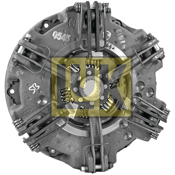 Introducing the Clutch Cover Assembly - S.145413 by Sparex, featuring a cast iron housing with various mechanical components and springs visible, and centrally superimposed with the UK logo.