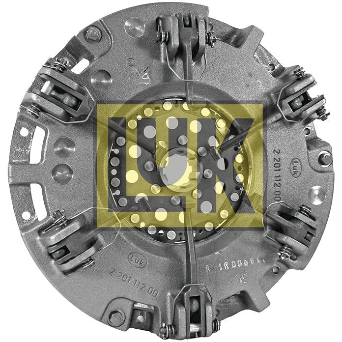 Close-up of the Clutch Cover Assembly - S.145419 by Sparex, showcasing detailed mechanical components and a central yellow mark. The part, potentially from a Deutz-Fahr D 6006, includes various bolts and springs with a logo watermark over the image.