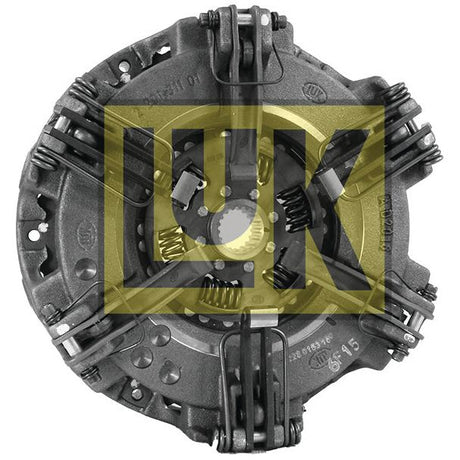 Close-up image of a vehicle clutch disc assembly with mechanical components visible. A transparent yellow "Sparex Clutch Cover Assembly" logo overlays the center of the cerametallic disc, resembling the quality found in John Deere 5225 tractors. Product code: S.69263.