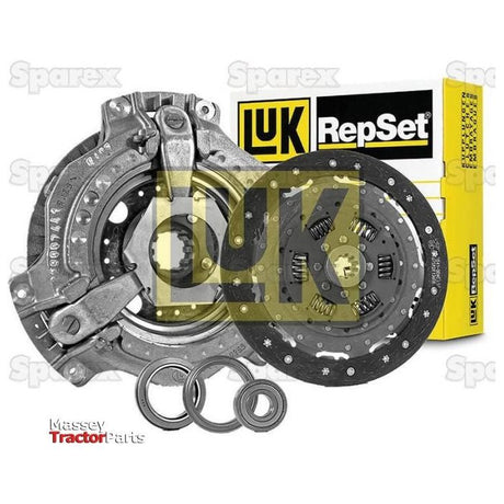 A clutch kit for a vehicle, including a pressure plate, torsion sprung clutch disc, release bearings, and the LUK RepSet packaging.

Rewritten Sentence:
Introducing the Sparex Clutch Kit with Bearings - S.146549 for vehicles, which includes a pressure plate, torsion sprung clutch disc, release bearings in secure LUK RepSet packaging.
