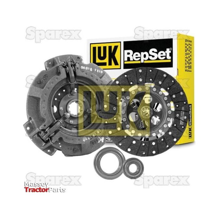 Image of an automotive clutch set featuring various components including a pressure plate, organic disc, release bearing, and alignment tool. The packaging displays the Sparex brand and the product name "Clutch Kit with Bearings - S.146555".