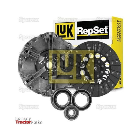 The packaging for the Sparex Clutch Kit with Bearings - S.146626 includes a cerametallic clutch assembly, a clutch disc, and three bearings.