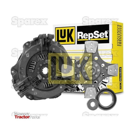 The Sparex Clutch Kit with Bearings - S.146665 is displayed with various clutch components, including a Dual Segment Cushion clutch disc, pressure plate, release bearing, and pilot bearing. The packaging box in the background reads "Sparex Clutch Kit with Bearings - S.146665.