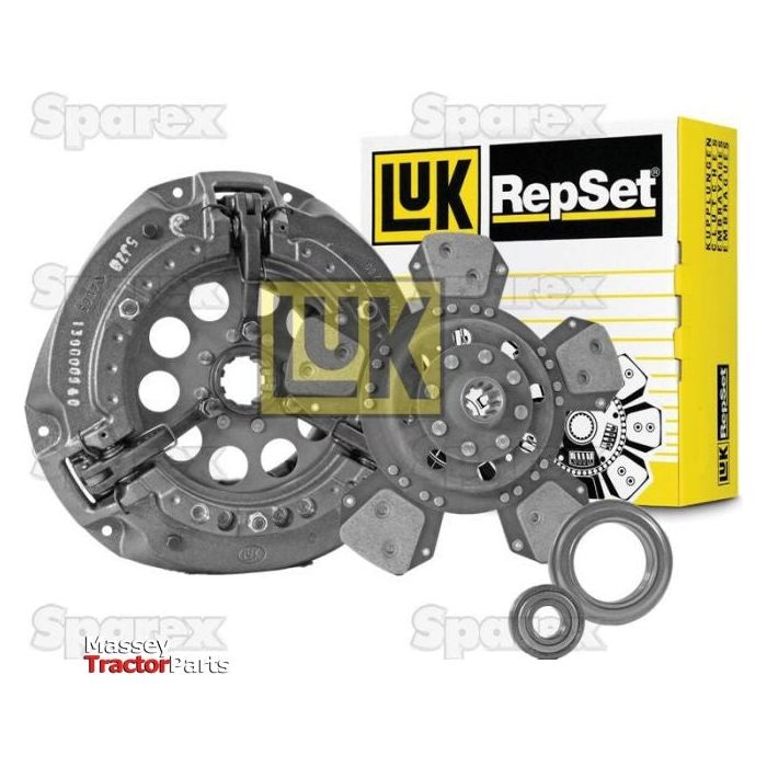 Image of a Sparex Clutch Kit with Bearings - S.146805 box displaying clutch components, including a 300mm cover, pressure plate, clutch disc, release bearing, and pilot bearing. The box and components bear the Sparex brand.