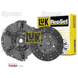 A Sparex clutch kit with bearings (S.146995), featuring a dual cover with pressure plate and friction disc components, is displayed with brand packaging in the background. The label "Massey Tractor Parts" is visible in the bottom left corner.