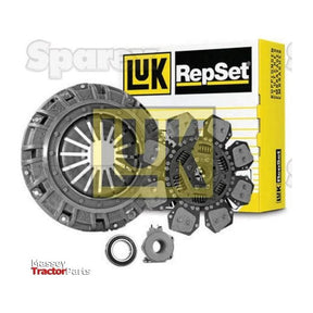 Image of a Sparex Clutch Kit with Bearings - S.147187, featuring a clutch disc, pressure plate, release bearing, and alignment tool. The packaging in the background highlights its single cover design for ease of installation.