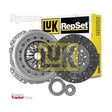 The Sparex Clutch Kit with Bearings - S.147197 includes a pressed steel pressure plate, clutch disc, and bearings, all neatly placed in front of the product box. Cover size: 330mm single cover.