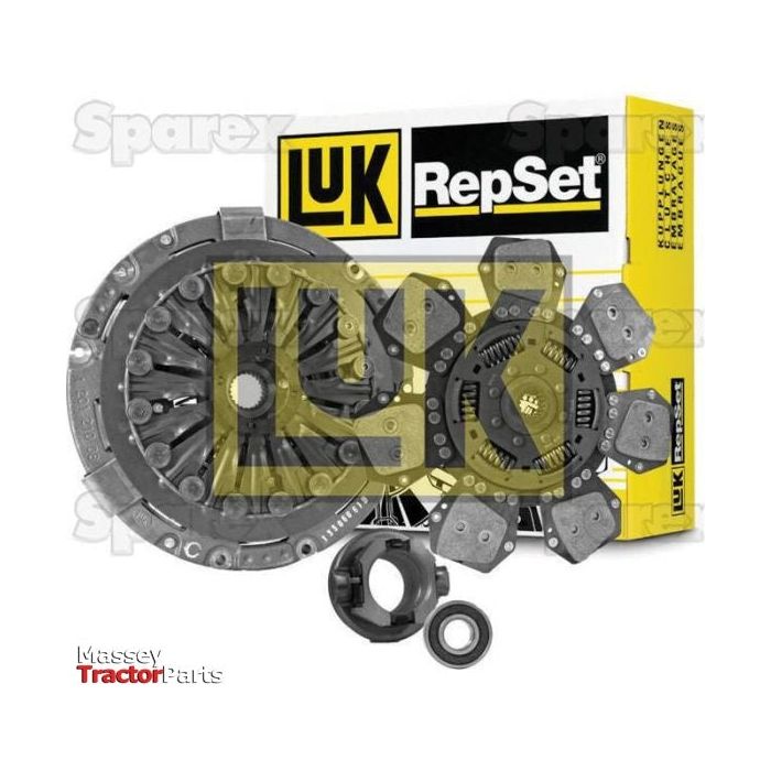 Sparex Clutch Kit with Bearings - S.147239 components, including a Cerametallic Loose Disc and Single Cover, feature a clutch disk, pressure plate, release bearing, and alignment tool against a background showcasing Sparex branding and packaging.