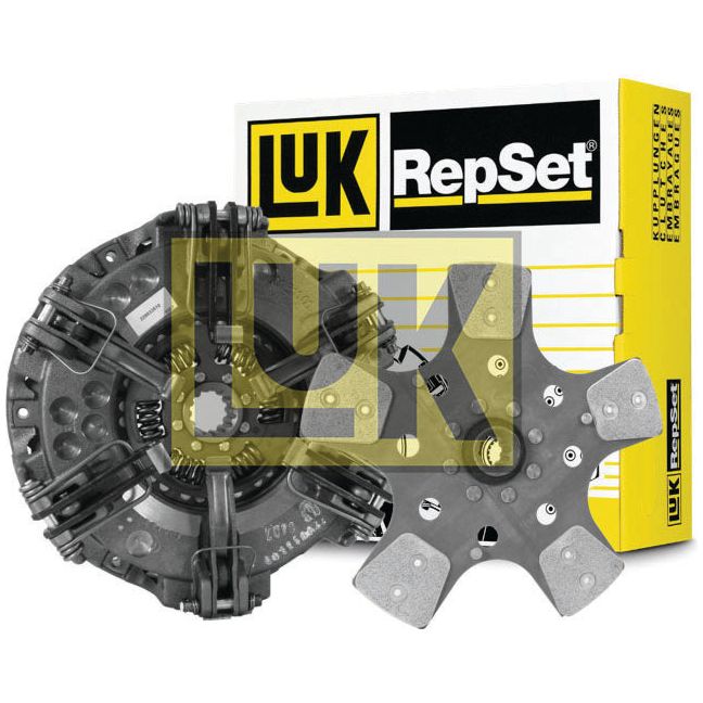 Image of a Sparex Clutch Kit without Bearings - S.146749, showcasing the pressure plate and clutch disc with dual cover technology, with the packaging box prominently displaying the Sparex logo and product name in the background.