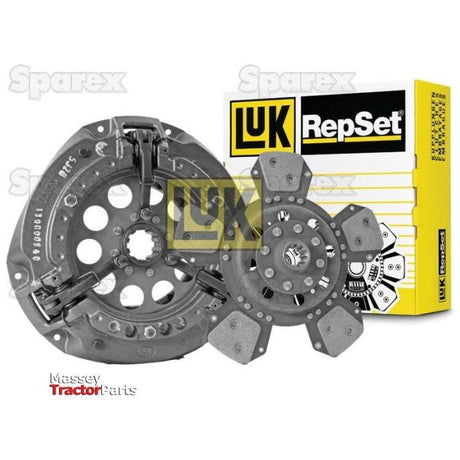 Clutch Kit without Bearings - S.146806 by Sparex features a cerametallic loose disc and single cover, including a pressure plate and clutch disc, with packaging in the background labeled "Sparex" and "Massey Tractor Parts".
