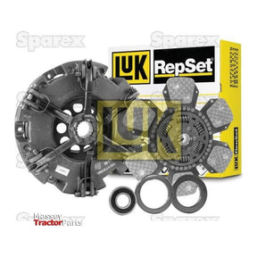 Sparex Clutch Kit without Bearings - S.147127, featuring a cerametallic clutch disc and dual cover pressure plate, displayed in front of a branded Sparex product box.