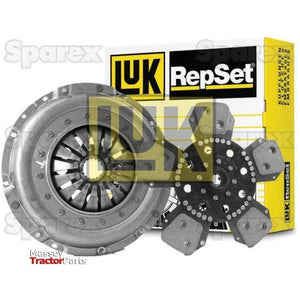 Image of a Sparex Clutch Kit without Bearings - S.147147 featuring a pressure plate and a Cover Size 330mm Cerametallic Loose Disc, with the Sparex packaging box shown in the background.