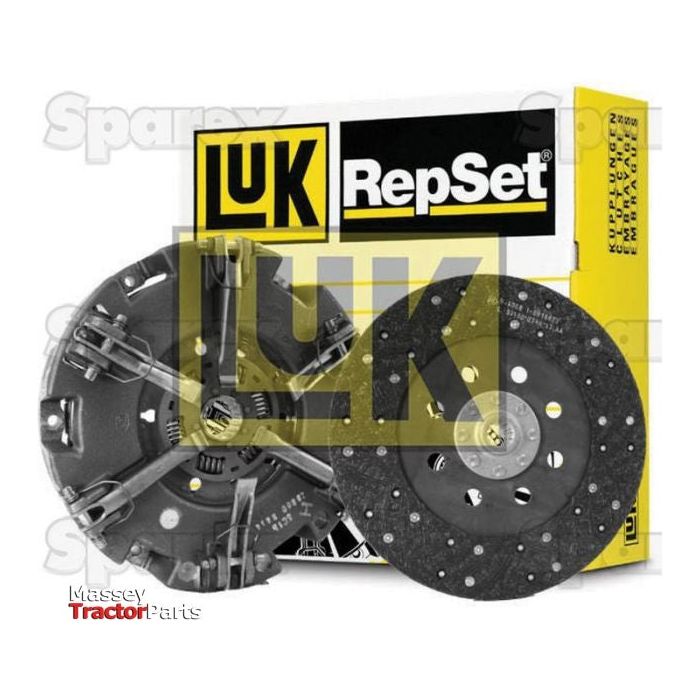 Sparex Clutch Kit without Bearings - S.147159 for Massey Ferguson tractors, featuring an organic captive disc and a pressure plate, displayed with the packaging.