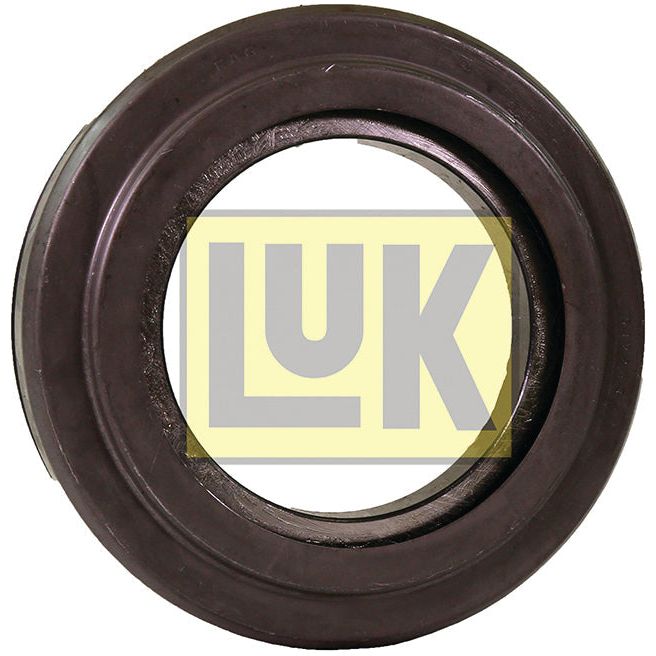 Close-up of a black mechanical ring-shaped component with a yellow and grey "LUK" logo visible through the center, suitable for various industrial applications. This is the LUK Clutch Release Bearing - S.131115 by Sparex.
