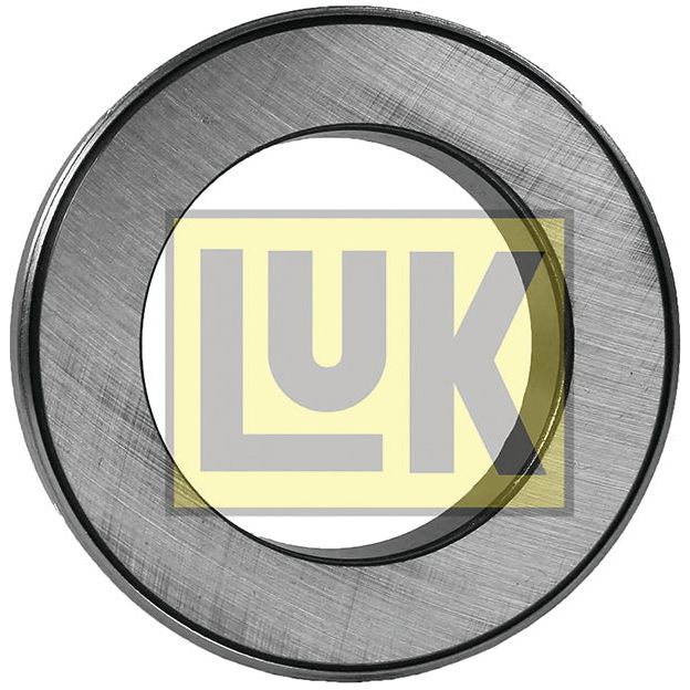 Image of a metal bearing ring with the product name "LUK Clutch Release Bearing - S.146352" in bold, yellow font superimposed on the inner circle, commonly used as a clutch release bearing in Case IH machinery.