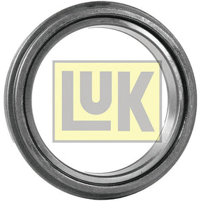 The LUK Clutch Release Bearing - S.146367 by Sparex is a metal circular bearing featuring an inner and outer ring, with the letters "LUK" in yellow and gray at the center, commonly used in Mercedes Benz vehicles.