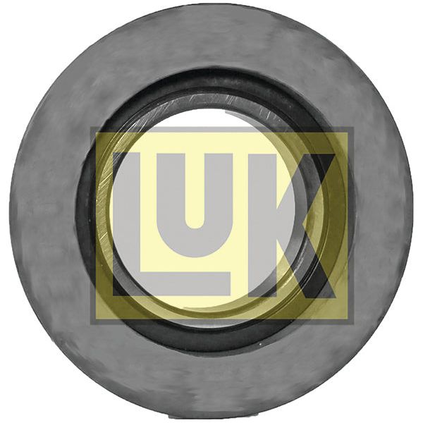 A circular metal clutch release bearing with an inner ring, sporting a yellow and black "LUK" logo, branded as Sparex and designated model S.146370, designed to fit John Deere machinery.