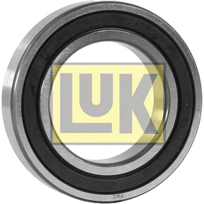 The LUK Clutch Release Bearing - S.146390 by Sparex, featuring a metal ball bearing with a black rubber seal and partially overlaid by a yellow "LUK" logo, is designed for use in IH / International Harvester vehicles.