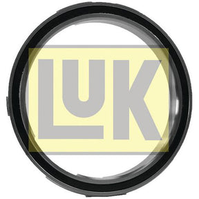The LUK Clutch Release Bearing - S.146405 from Sparex is a circular black object with a transparent center, showcased on a white background that prominently features a yellow and gray LUK logo in the center, resembling the typical design of a clutch release bearing.