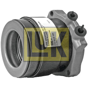 Close-up image of a mechanical component labeled "S.146412" from the Sparex brand with instructions to use original parts only. The LUK Clutch Release Bearing features grooves and a metallic body, commonly utilized in Ford New Holland machinery.
