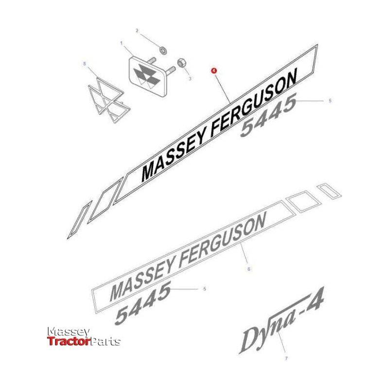 Massey Ferguson 5445 L/H Decal - 4272557M2 | OEM | Massey Ferguson parts | Decals & Emblems-Massey Ferguson-Cabin & Body Panels,Decals & Emblems,Farming Parts,Tractor Body,Tractor Parts