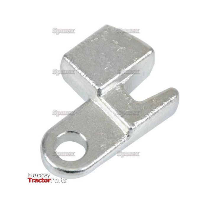 A metal tractor part with a rectangular slot and a circular hole at one end, designed for attachment in a mechanical assembly. Manufactured by Sparex under the name "Latch" (Sparex Part No.S.108355), it's an essential component in heavy machinery accessories.