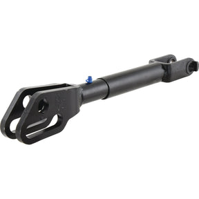 A black metal adjustable turnbuckle with a clevis at both ends, likely for mechanical or structural applications, compatible with Case IH machinery and Sparex end fittings can be identified as the Levelling Box Assembly. This product has fork holes Ø 22mm- Fork Hole Ø 27 & 27x97mm, a minimum length of 457mm, and an M27x3 Metric specification, branded under Sparex Part No. S.68194.