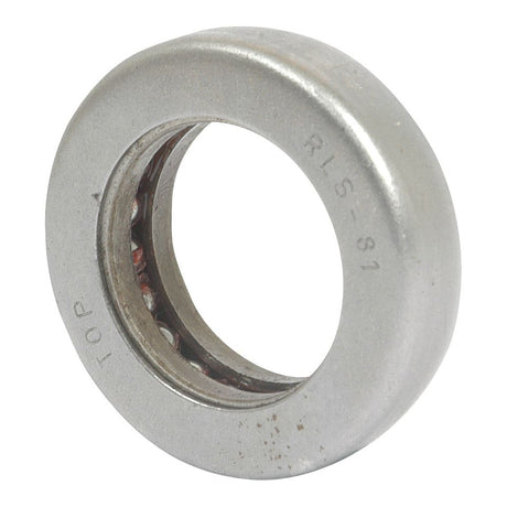 Silver metal ball bearing with visible inner ring and ball bearings. Markings "TOP" and "RLS - 87" are inscribed on the outer ring. This is the Levelling Box Bearing (Sparex Part No. S.65815) by Sparex, compatible with Case IH and Ford New Holland machinery parts from Sparex.