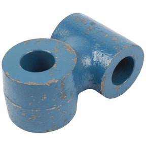 The Levelling Box Knuckle (Sparex Part No. S.14936) by Sparex, featuring a weathered blue finish and a three-way joint design with visible wear and chipping, fits seamlessly into Ford/New Holland machinery.