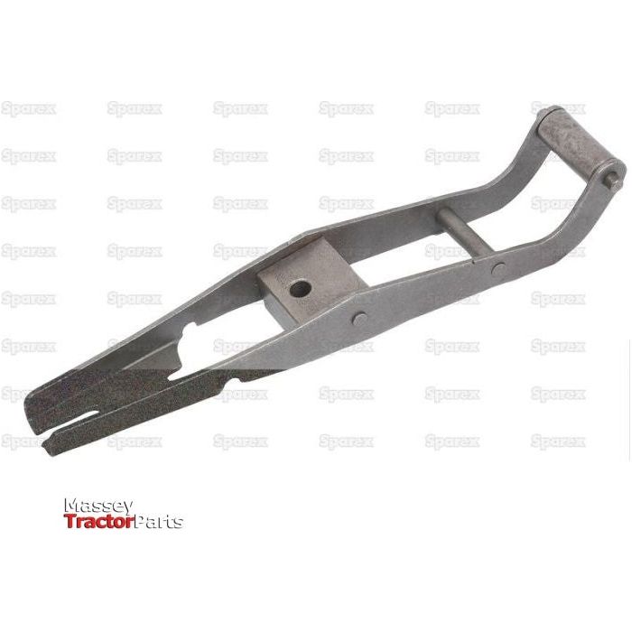 A Sparex Lever Assembly (Part No. S.43546), a metal farm tool lever assembly with a hole in the middle, is set against a white background featuring faint "Sparex" text patterns and the "Massey Tractor Parts" logo in the bottom left corner.