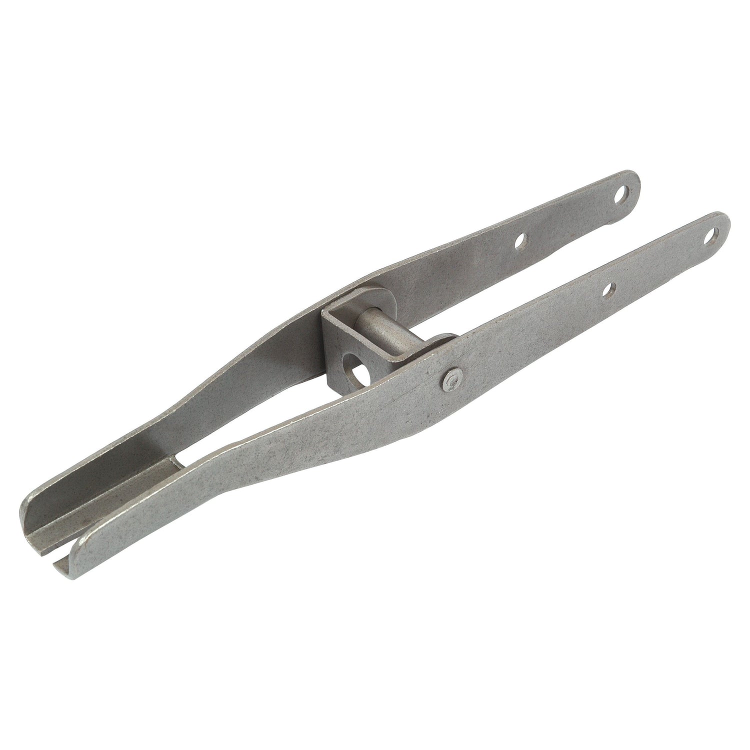 A metal latch clamp with a simple lever mechanism, similar to those found in Massey Ferguson machinery, featuring multiple mounting holes—specifically the Lever Assembly - Valve Control from Sparex (Part No. S.42007).