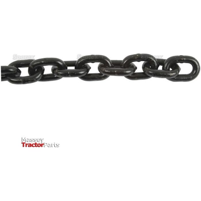 A black Grade 80 lifting chain with oval links displayed against a white background. The text "Massey Tractor Parts" is in the lower left corner. The product is identified as a Lifting Chain 10 x 50 x 37mm (50M), marked with Sparex Part No.S.21545 by the brand Sparex.